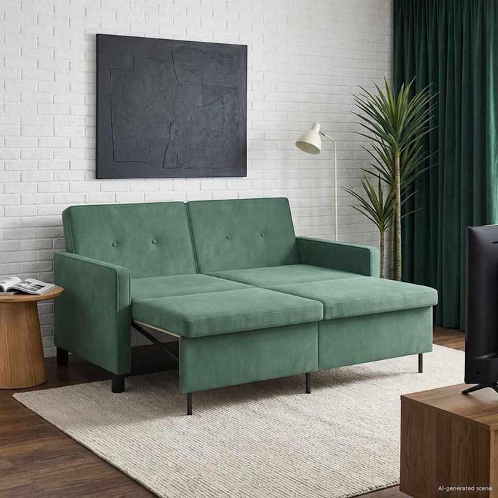 vidaXL Slaapbank / zetel Zeegroen Stof, Maison & Meubles, Canapés | Salons, Envoi