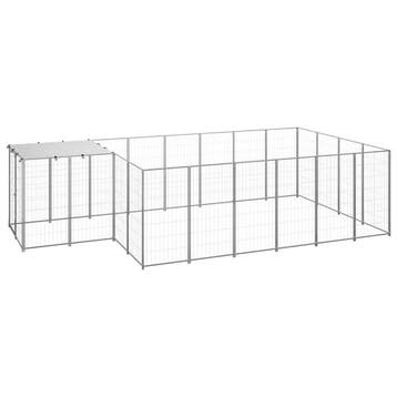 vidaXL Hondenkennel 8,47 m² staal zilverkleurig, Verzenden, Nieuw