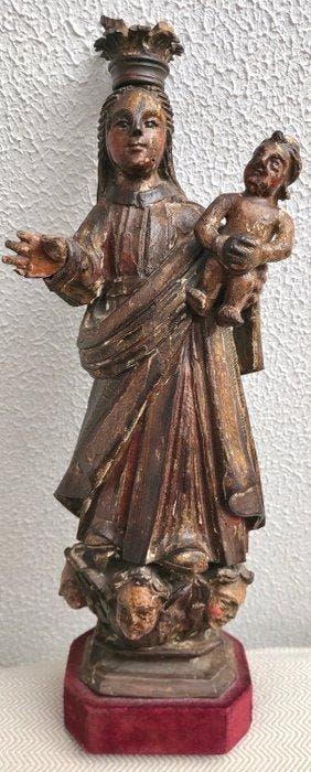 sculptuur, Virgen con niño madona talla madera escultura