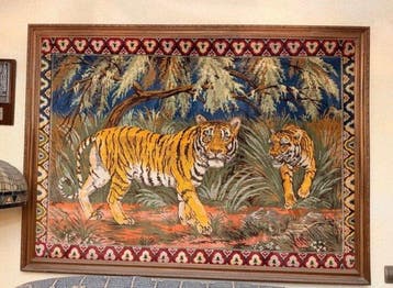Wandtapijt - 80 cm - 110 cm - Tijgertapijt, Antiek en Kunst