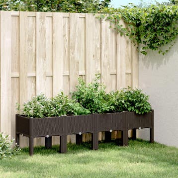 vidaXL Plantenbak met poten 160x40x42 cm polypropeen bruin, Tuin en Terras, Verzenden, Nieuw