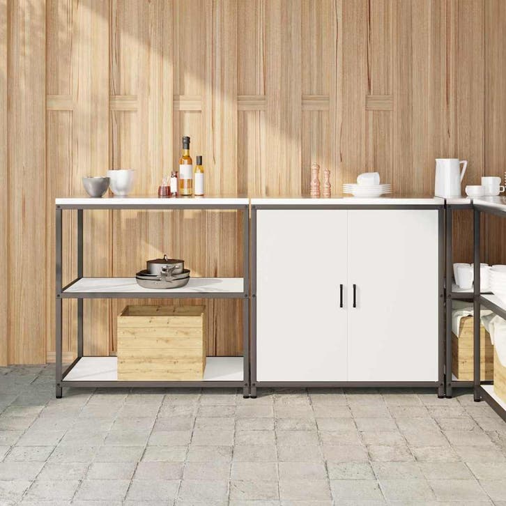 vidaXL Keukenopbergsysteem HATTEM 2 pcs Wit Koudgewalst, Maison & Meubles, Armoires | Autre, Envoi