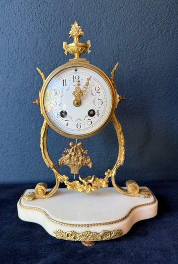 Horloge Louis XVI Marbre, Bronze - 1850-1900 - Louis XVI, Antiquités & Art