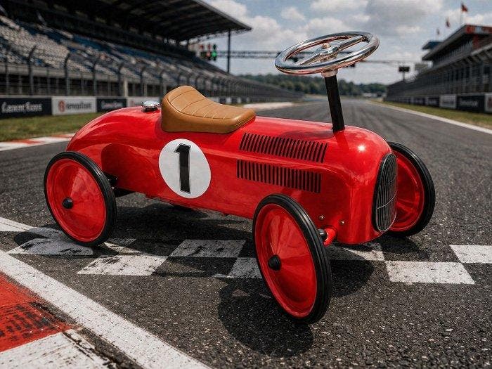Goki - Voiture à pédales Goki Ride On Racing Car, Retro, Antiek en Kunst, Antiek | Speelgoed