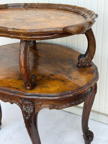 Bijzettafel - Wortelnotenhout, Walnoot - walnotenwortel