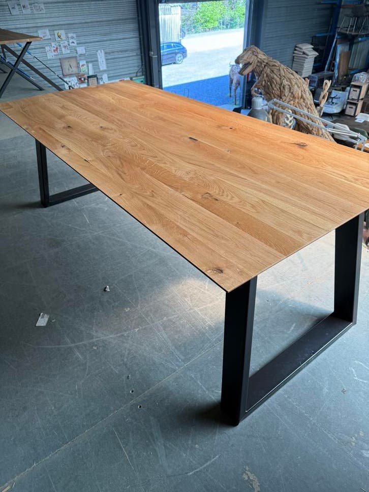 Massief eiken tafel, U-onderstel (nieuw, outlet), Maison & Meubles, Armoires | Mobilier de télévision