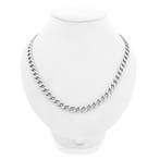 Zilveren robuuste platte gourmetschakel ketting, Handtassen en Accessoires, Kettingen, Ophalen of Verzenden, Gebruikt, Overige kleuren