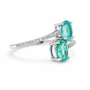 Zonder minimumprijs - Ring Platina - 1.09ct. tw. Smaragd -, Nieuw