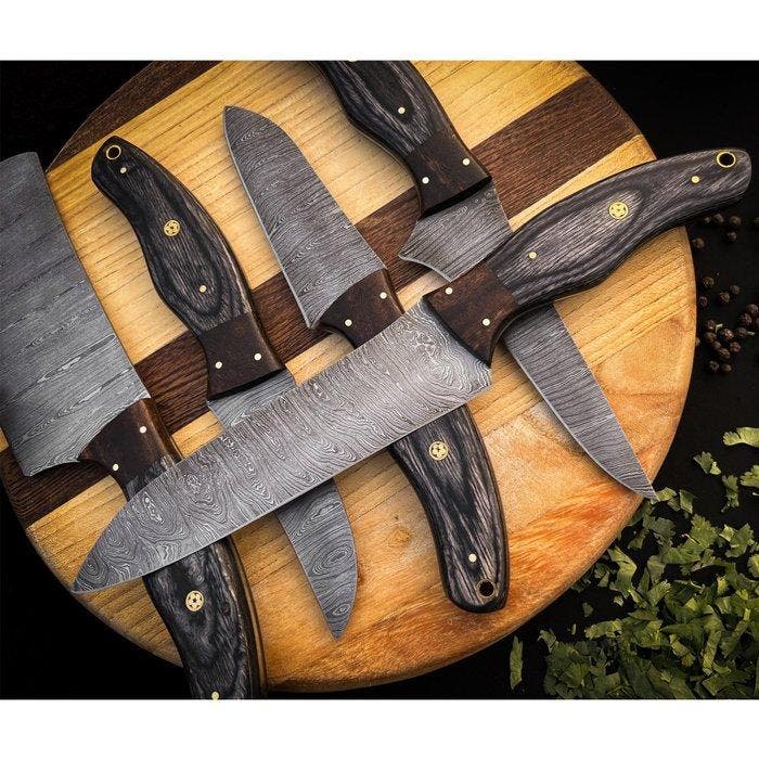 Smoked Blades - Keukenmes - Chefs knife - Colred pakka-hout, Antiek en Kunst, Antiek | Keukengerei
