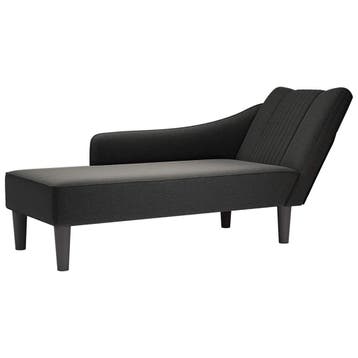 vidaXL Chaise longue met rechterarmleuning stof zwart, Verzenden