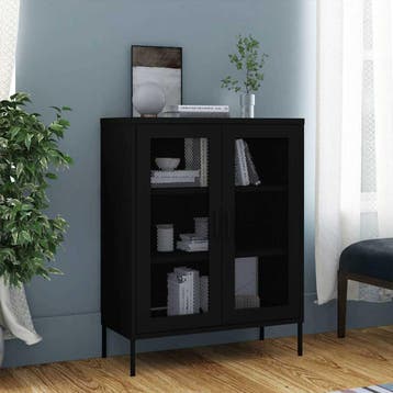 vidaXL Opbergkast 80x35x101,5 cm staal zwart, Verzenden