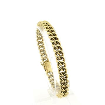 Gouden gourmetschakel armband (Schakelarmband), Ophalen of Verzenden, Gebruikt, Goud, Goud