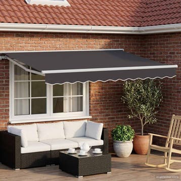 vidaXL Handbediende luifel met LEDs Wit en antracietkleurig, Tuin en Terras, Verzenden, Nieuw
