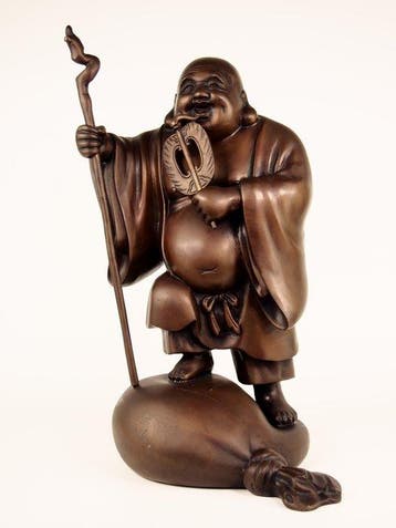 Hotei  Een van de Zeven Geluksgoden - Brons - Eizan Koshii