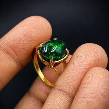 Opaal - Zilver - Ring - zwarte opaalring