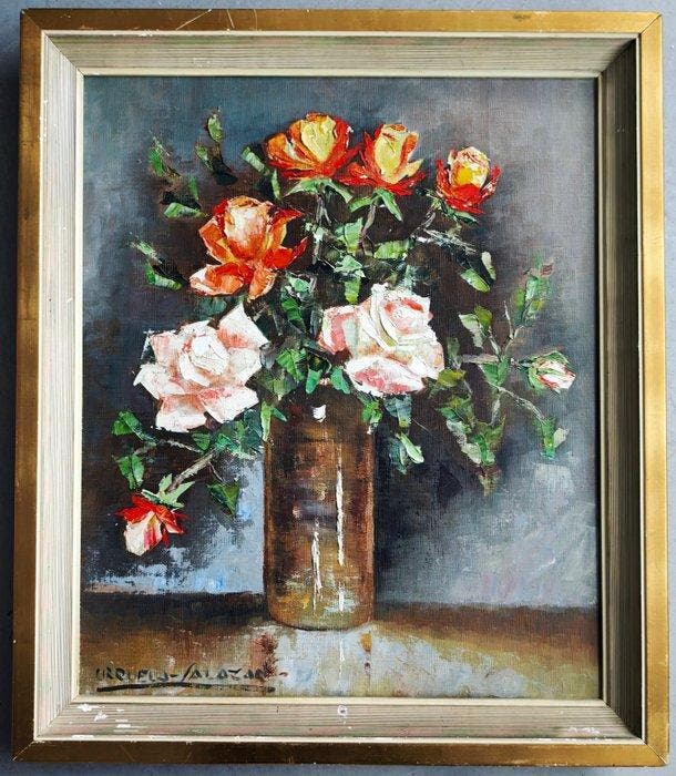 Francisco Urruela Salazar (1910-2002) - NO RESERVE - Bouquet, Antiek en Kunst, Kunst | Schilderijen | Klassiek