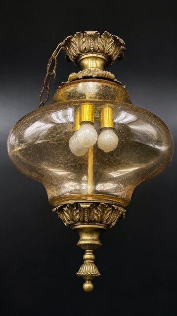 Plafondlamp - Glas, Brons, Messing