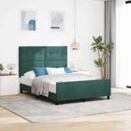 vidaXL Boxspring bed met hoofdeinde Donkergroen 140 x 200 cm, Verzenden, Nieuw
