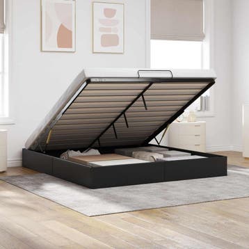 vidaXL Ottoman Bedframe Zwart King size Kunstleer, Verzenden, Nieuw