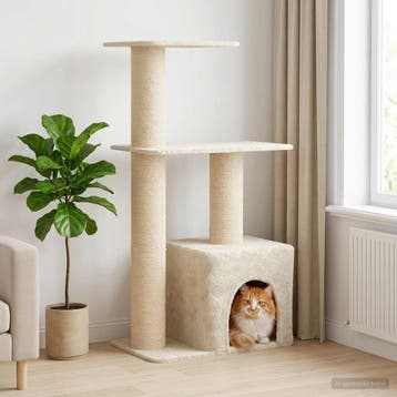 vidaXL Kattentoren met sisal krabpalen Crèmekleurig 133 cm, Dieren en Toebehoren, Verzenden, Nieuw