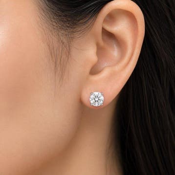 Oorstekers - 18 karaat Witgoud - 3.03ct. tw. Diamant