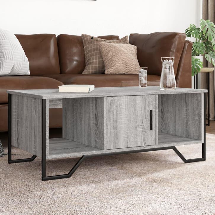 vidaXL Salontafel 100x51x40 cm bewerkt hout grijs sonoma, Huis en Inrichting, Tafels | Salontafels, Nieuw, Verzenden