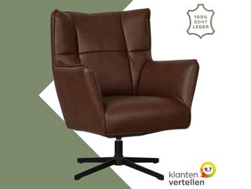Leren draaifauteuil Lovely - Granada Cognac (donkercognac), Ophalen of Verzenden
