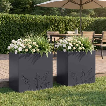 vidaXL Plantenbak 2 st Antraciet 50 x 30 x 49 cm Koudgewalst, Verzenden