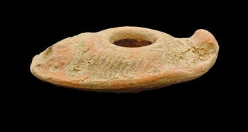 Oud-Romeins Terracotta olielamp - 95 mm (Zonder, Antiek en Kunst