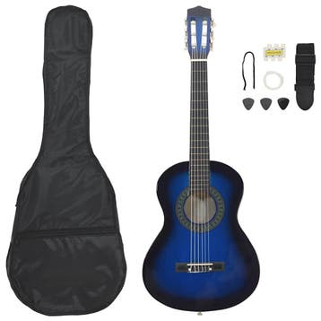 vidaXL 8-delige Gitaarset klassiek beginner 1/2 34 blauw, Verzenden, Nieuw