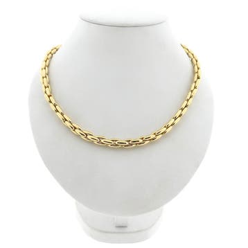 Gouden cardano schakelketting met saffier, Handtassen en Accessoires, Kettingen, Gebruikt, Ophalen of Verzenden, Met edelsteen
