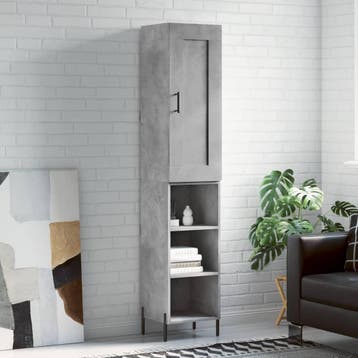 vidaXL Hoge kast 34,5x34x180 cm bewerkt hout betongrijs, Verzenden, Nieuw