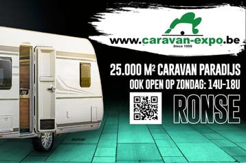 Caravan Paradijs 25.000m2 Paradis de caravanes, Uitbouw voortent