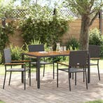 vidaXL Tuin Eettafel Set 5 pcs Zwart poly rattan, Verzenden, Nieuw