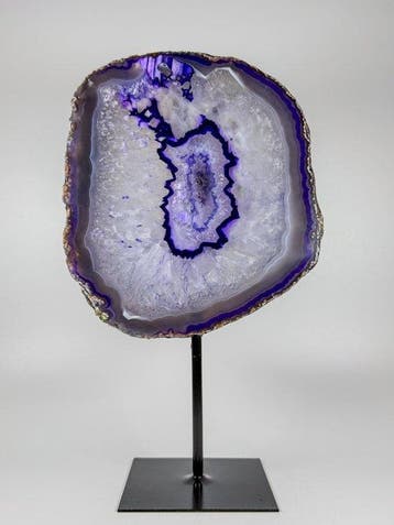 Grande agate violette rare – géode de cristal de roche sur