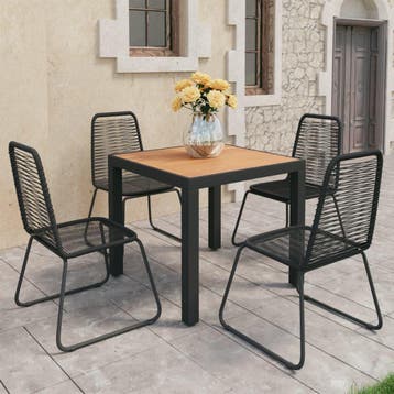 vidaXL 5-delige Tuinset PVC-rattan zwart en bruin, Tuin en Terras, Verzenden, Nieuw, Tuinset