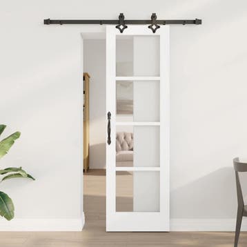 vidaXL Schuifdeur Wit 61 x 198,5 cm Massief grenenhout en, Doe-het-zelf en Bouw, Verzenden, Nieuw