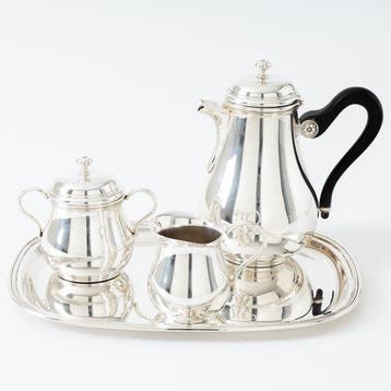 Christofle Sterling koffieservies (4), model Cluny, Parijs /, Antiquités & Art, Antiquités | Argent & Or