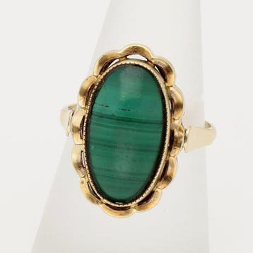 Ring - 14 karaat Geel goud - Malachiet, Nieuw