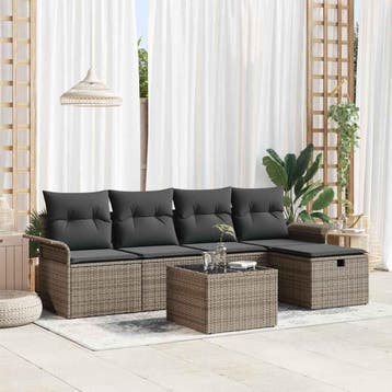 vidaXL Tuinbank Set 6 st Poly rattan, Verzenden