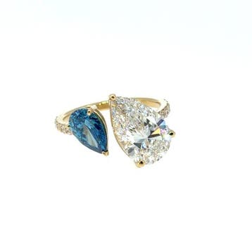 Ring - 14 karaat Geel goud - 5.50ct. tw. Diamant (Lab-grown)