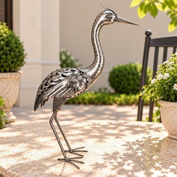 Beeldje - Crane Bird Sculpture Decorative Figurine - IJzer, Antiek en Kunst