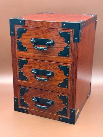 Kabinet - Zelkova, Hout - Japan - Mini-kast met drie lades