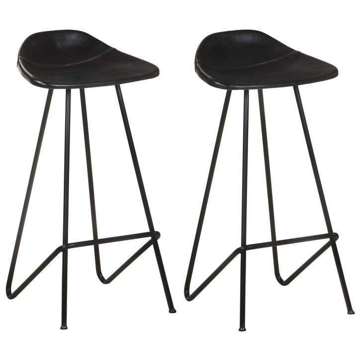 vidaXL Barkrukken 2 st echt leer zwart, Maison & Meubles, Tabourets de bar, Envoi