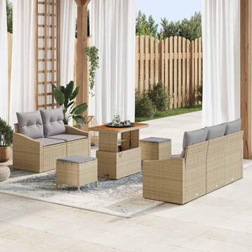 vidaXL Tuinbank Set 8 st Beige poly rattan, Verzenden
