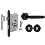 Deurbeslag set met sleutelrozet en deurklink Luxor mat zw..., Ophalen of Verzenden, Nieuw, Overige materialen, Klink of Kruk
