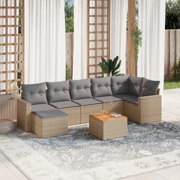 vidaXL Patio Sofa Set 8-zits Beige mix en grijs, Verzenden
