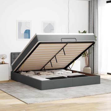 vidaXL Bed poef met matras en LEDs 180x200 cm stof, Verzenden