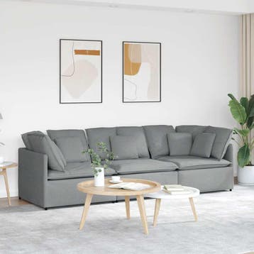 vidaXL Modulaire bank / zetel met kussens stof lichtgrijs, Verzenden, Nieuw