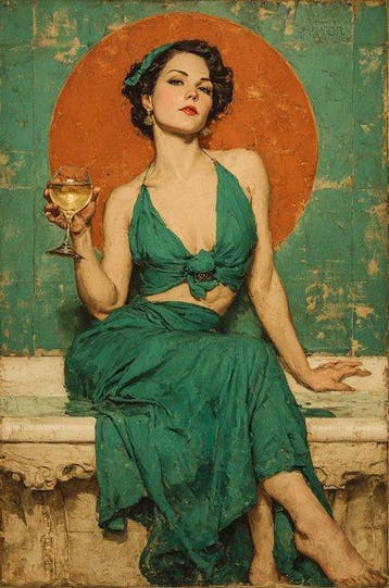 CREATIVE_HUB - Lot of 4 cm 50 x 75 each - Art nouveau woman